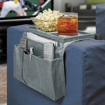 Sofa Armrest Organizer Couch Caddy Armchair Hanging Storage Bag Sofa Space Saver Arm Rest Chair Organiser with Cup Holder Tray for Phone, Books