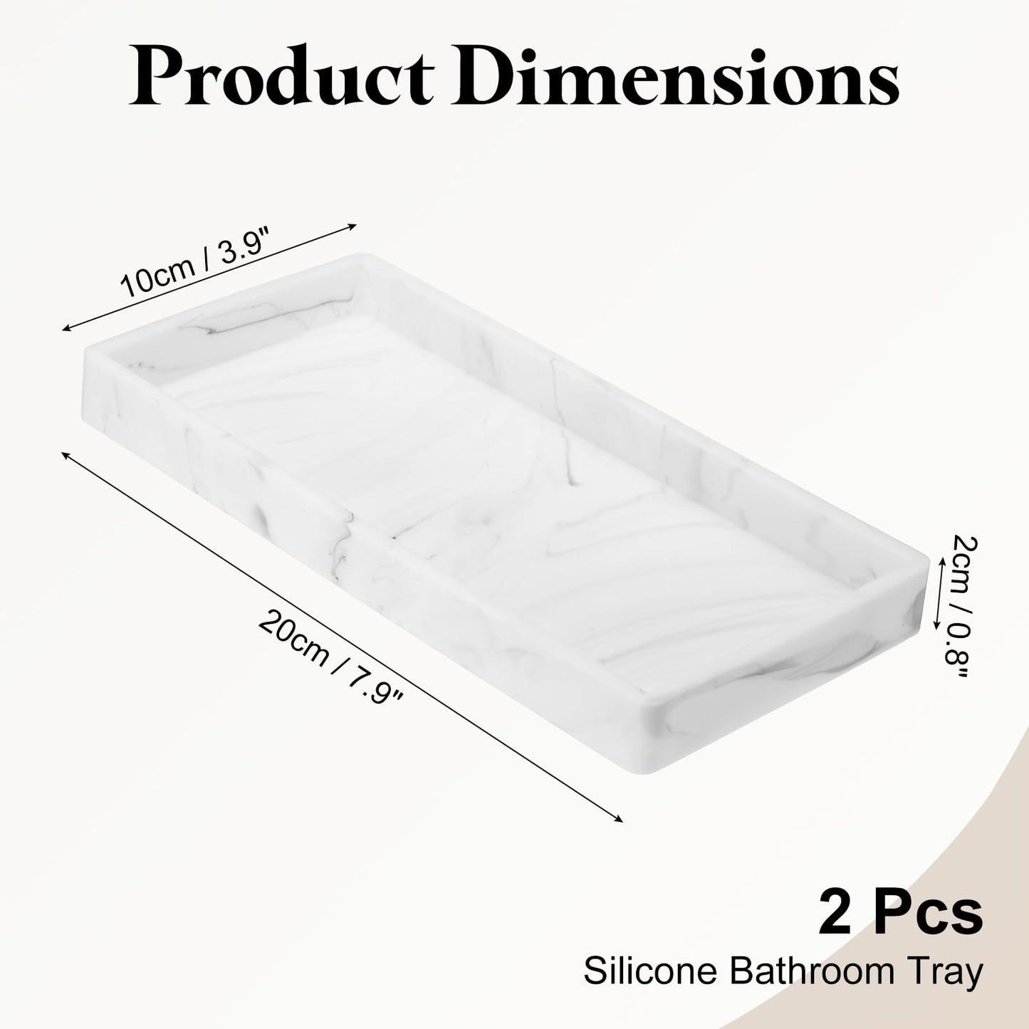 sourcing map 2Pcs Bathroom Vanity Tray, 7.9" x 3.9" Silicone Soap Dispenser Trays, Shatterproof Kitchen Sink Organizer for Soaps Keys Candle Trinket