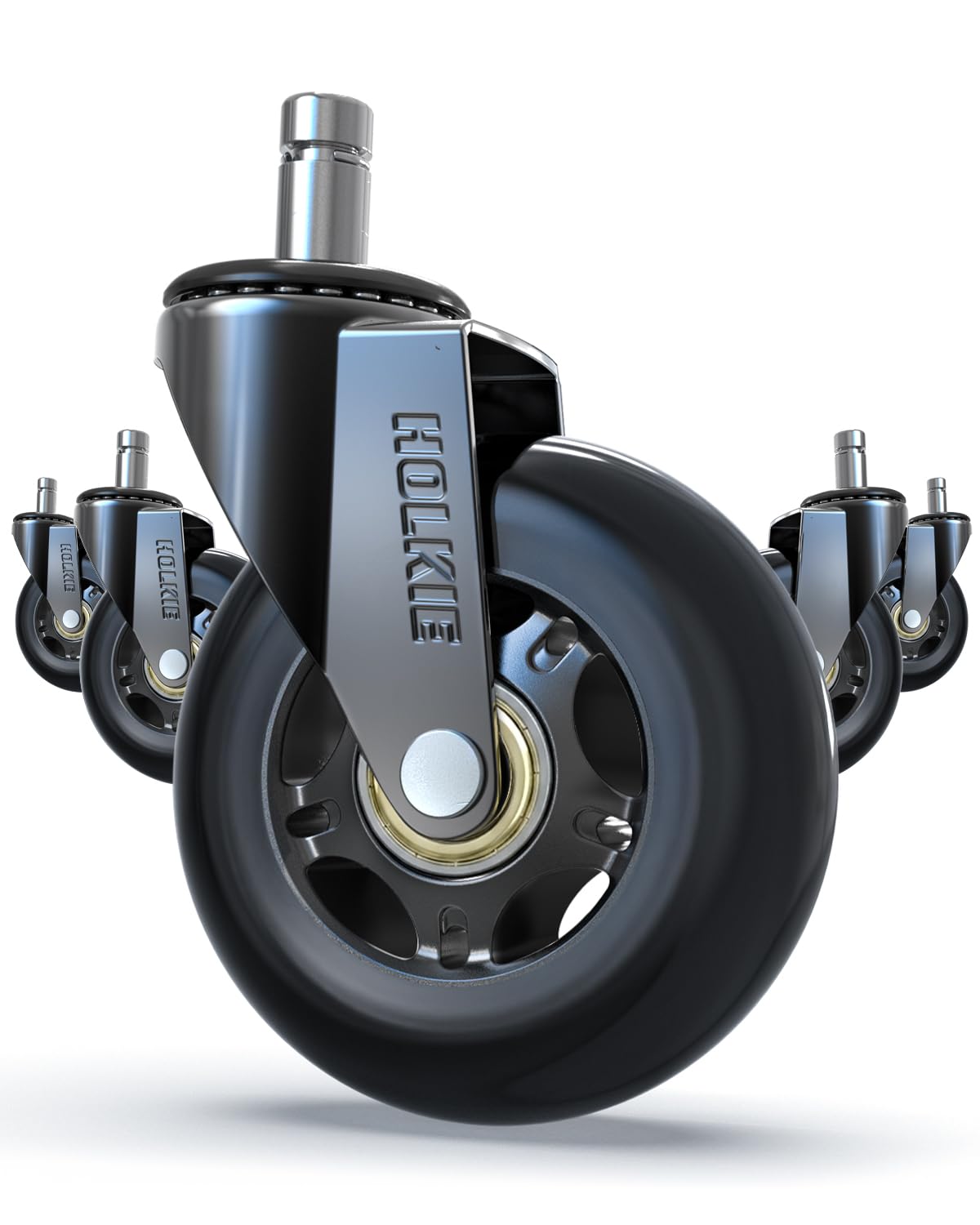 HOLKIE Office Chair Casters Wheels Black 10x22mm 3 Inch Fit 1KEA ONLY Black Castors Replacement for Carpet and Hardwood Floor