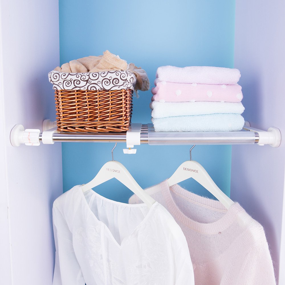 BAOYOUNI Extendable Cupboard Closet Shelf Adjustable Storage Rack Separator Wardrobe Divider Clothes Hanger Rail DIY Kitchen Bathroom Organiser
