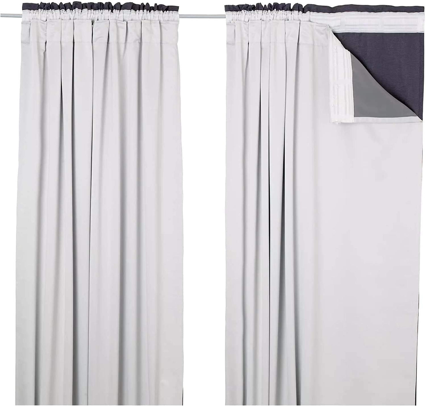 Kinfolk Textile Thermal Blackout Curtain Linings Pair 3 Pass Includes Curtain Hooks (66" x 90")