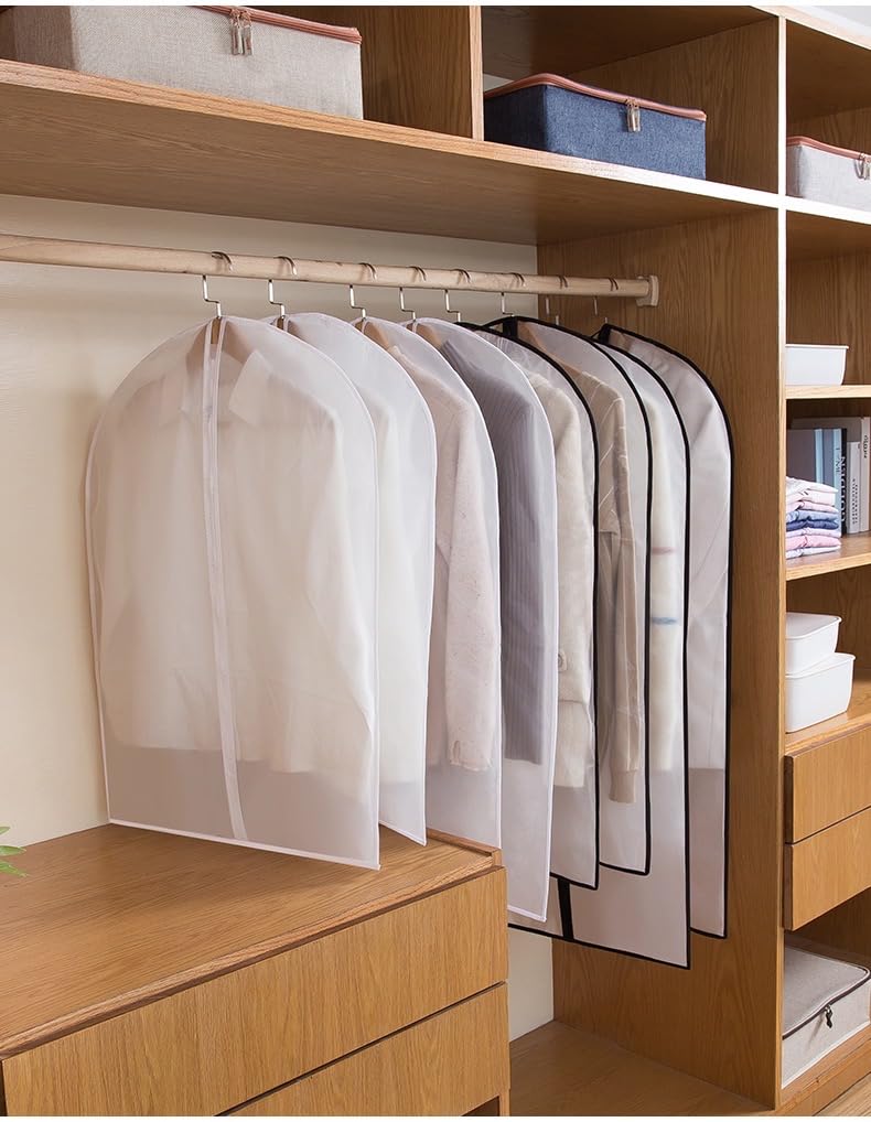 Hanging Garment Bags 12 Pack Breathable Suit Bag Covers with Zip PEVA Clothes Cover Bags Coat Garment Bags Waterproof Dress Cover Bags for Wardrobe