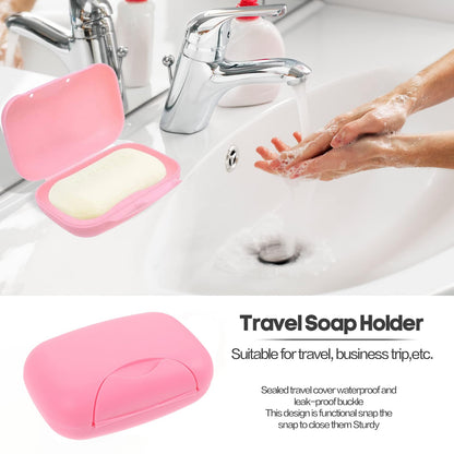 2 Pcs Soap Dish with Lid Waterproof and Leakproof Soap Box Sealed Soap Case for Shower Travel Hiking Bathroom School Gym and Camp (Pink+Blue)
