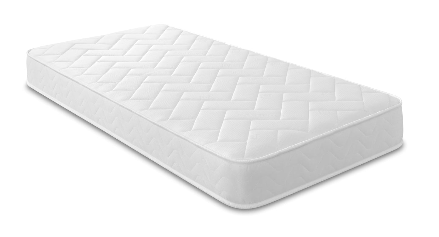 Starlight Beds Quilted Brick Sprung Hybrid Single Mattress with Memory Foam Layer. Soft Firmness, White, 18cm Deep. 3ft Mattress (90cm x 190cm)