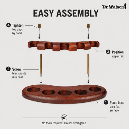 Dr Watson Tobacco Pipe Stand ARCH V, Solid Ash Wood, For 5 Pipes, Brown