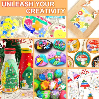 Lyuvie Acrylic Paint Pens,100 Colours Acrylic Pens for Rock Painting Fabric Glass Pebbles Stone Metal Wood Ceramic,Water-Based Permanent Paint Pens Markers with 0.7mm Extra Fine Tip