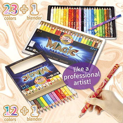 Koh-I-Noor Magic Jumbo Triangular Coloured Pencil, Pack of 24, Multicolor