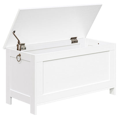 HOOBRO Storage Chest, Wooden Storage Box, Large Storage Trunk with Lid, Toy Box Organizer Unit, Wooden Shoe Bench, Modern Style, 76 x 40 x 48 cm
