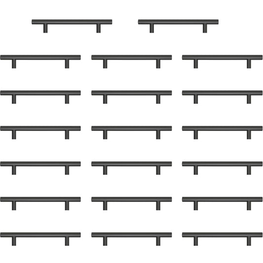 AwmnSrman Kitchen Cupboard Handles Black 20 Pack 128 mm(5 inch) Hole Center, Powder Coated Stainless Steel Installation of Holes