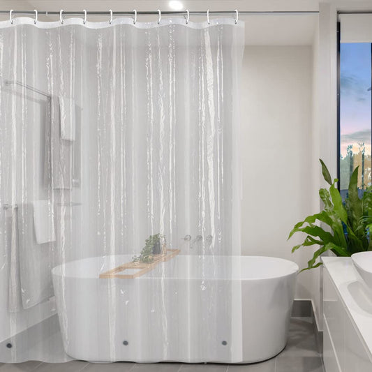 YISURE Extra Long Extra Wide Shower Curtain Liner 200x240cm, PEVA Shower Curtain with Magnetic Bottom, Plastic Hooks 79"x94"
