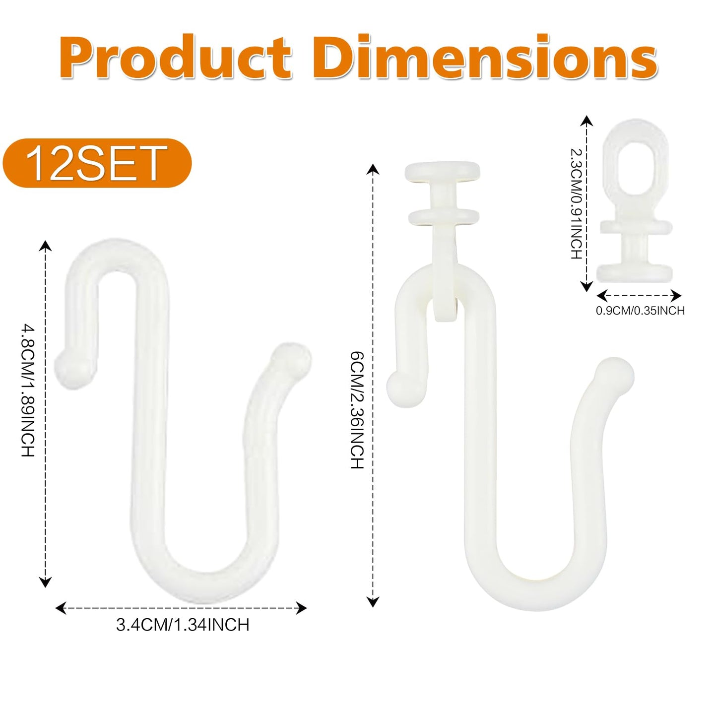 12 Pairs Curtain Hooks & Gliders – Durable S-Shaped Hooks with Quiet Smooth Rollers, Flexible Track Accessories for Ceiling & Bathroom Curtains