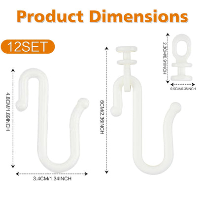 12 Pairs Curtain Hooks & Gliders – Durable S-Shaped Hooks with Quiet Smooth Rollers, Flexible Track Accessories for Ceiling & Bathroom Curtains