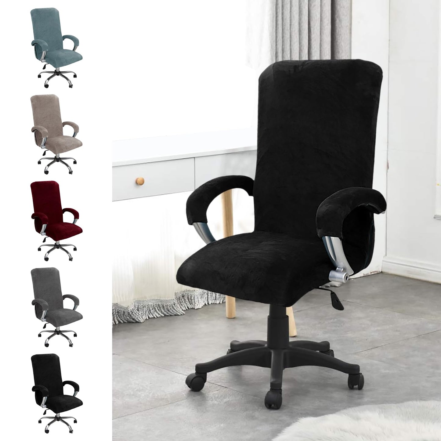 YushengTai Office Chair Cover, Velvet with Armrest, Office Chair Seat Cover, High Backrest, Gaming Chair Cover, for Chairs with Armrests, Removable