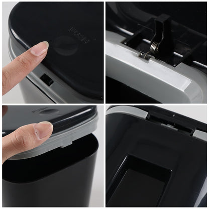 Julyeen Mini Plastic Desktop Paper Trash Bin, Bathroom Bins with Lid, Black