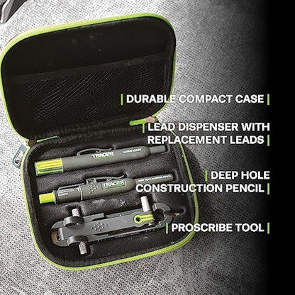 Tracer ProScribe Tool with Deep Hole Pencil, Lead Holster and Carry Case (DIY, Woodworking, and Carpentry Multi-Function Scribe Tool)