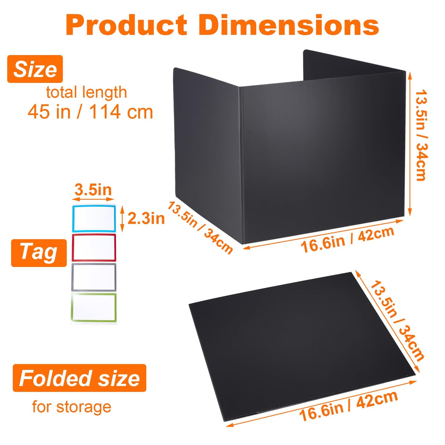 Novelfun 24PCS Desk Dividers for Students Portable Privacy Shields - Black
