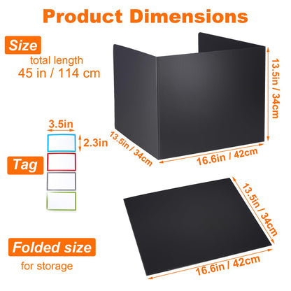 Novelfun 24PCS Desk Dividers for Students Portable Privacy Shields - Black