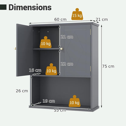 RELAX4LIFE Bathroom Cabinet Wall Mounted, Modern Bathroom Wall Cabinet with 2 Doors and Adjustable Shelves