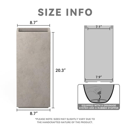 Kante Modern Rectangle Outdoor Planters, Weathered Concrete, 20.3" H