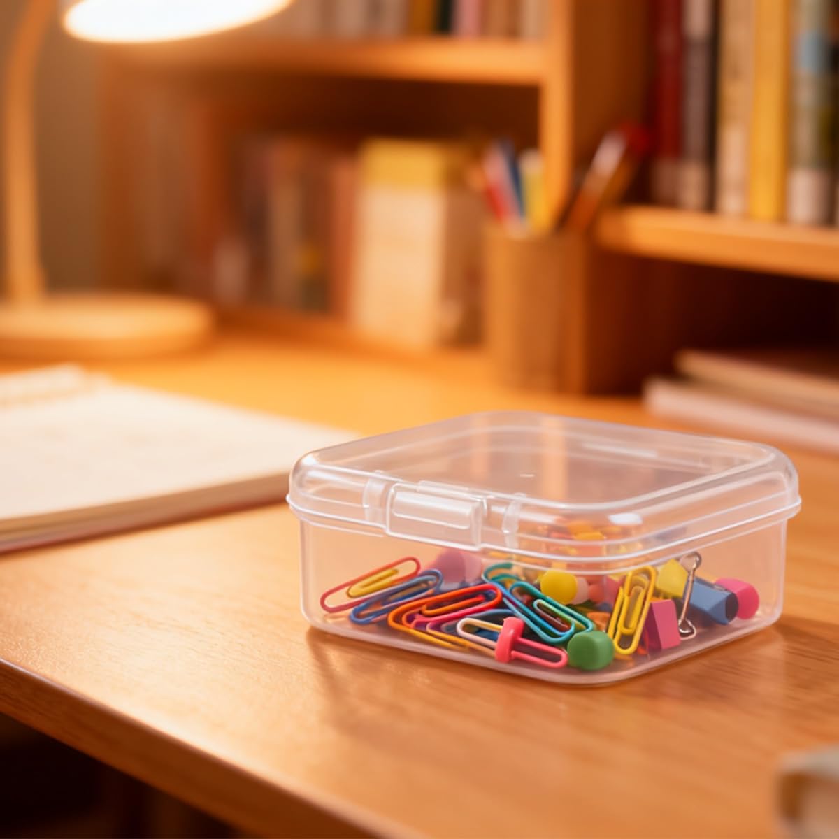Hopzab 6 PCS Small Square Storage Boxes with Lids Mini Plastic Empty Containers for Storing Beads Pills Jewelry Game Pieces Craft and Other Small