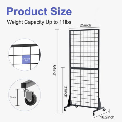DEYEGELEA Gridwall Panel Display Stands, 2'x5.5' Ft, Heavy-Duty Floorstanding Retail Display Rack with Triangle-Base for Retail Art Fair Show