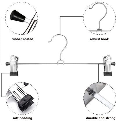 NORTHERN BROTHERS Pants-Hangers-50PCS-Skirt-Hangers-Pant-Hangers-with Clips Slack Hangers Pants Trouser Hangers Clothes Hangers for Pants