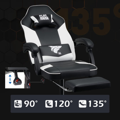 Play haha.Ergonomic Gaming Chair with Footrest, High Back Office Chair with Lumbar Support and Headrest
