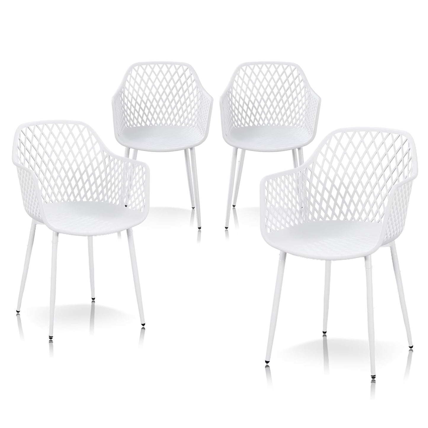TAO ONE Dining Chairs with Arms, Modern Hollow Back Design Patio Dining Chairs, Living Room Plastic Armrest Side Chair