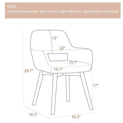 YEEFY Desk Chair No Wheels Vanity Chair Comfy Accent Chair for Living Dining Room Bedroom Home Office Mid Century Modern Upholstered Armchair with