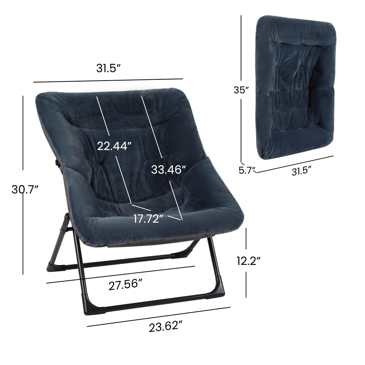 Mordchil EU Comfy Saucer Chair for Adults, Set of 2, Soft Faux Fur Bedroom Chair, Accent Dorm Chairs, Flexible Living Room Reading Chairs
