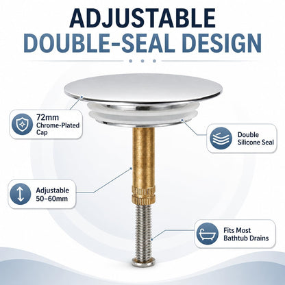 Bath Tub Plug Replacement, 72mm Chrome Plated Drain Plug
