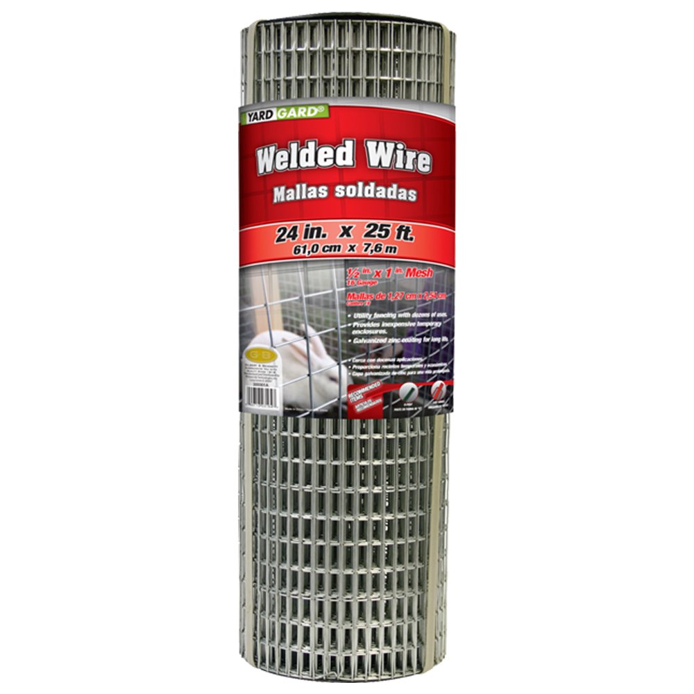 YARDGARD Welded Wire 1/2X1 Inch Mesh 24 Inch X 25 Foot 16 Gauge Galvanized Steel Wire Fence Ideal for Animal Enclosures, Cage Wire, Property
