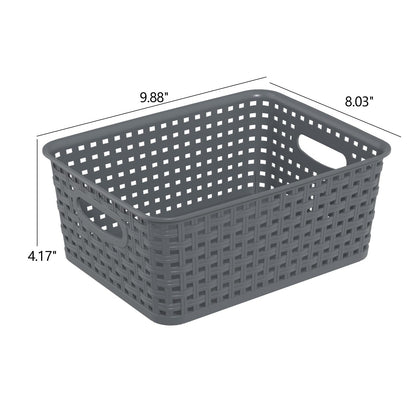 Qshape Kitchen Plastic Weave Storage Baskets, 6 Packs