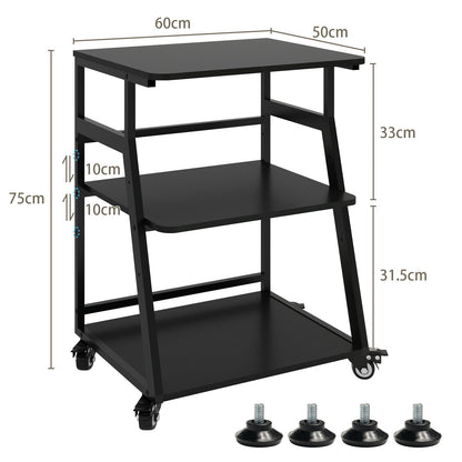 PUNCIA 60x50x75cm Printer Stand, 3 Tier Printer Table with Storage