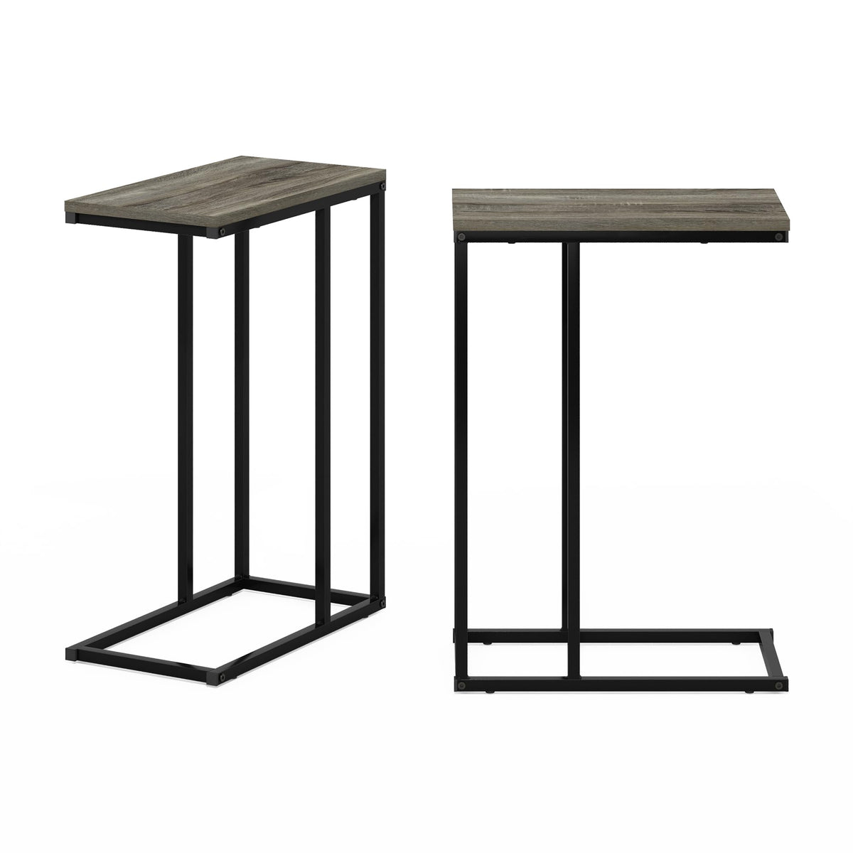 Furinno CAMNUS Side Table Set of 2, C-shape Sofa End Table for Couch, Metal Frame Night Stand, Bedside Table, for Living Room, Bedroom