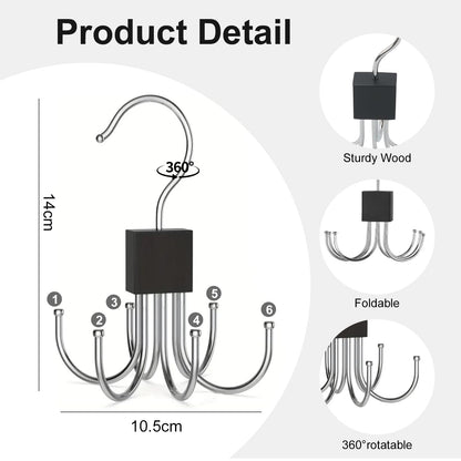 2Pcs Belt Hanger for Closet, Belt Hanger for Wardrobe, Rotatable Hanging Holder with 6 Hooks