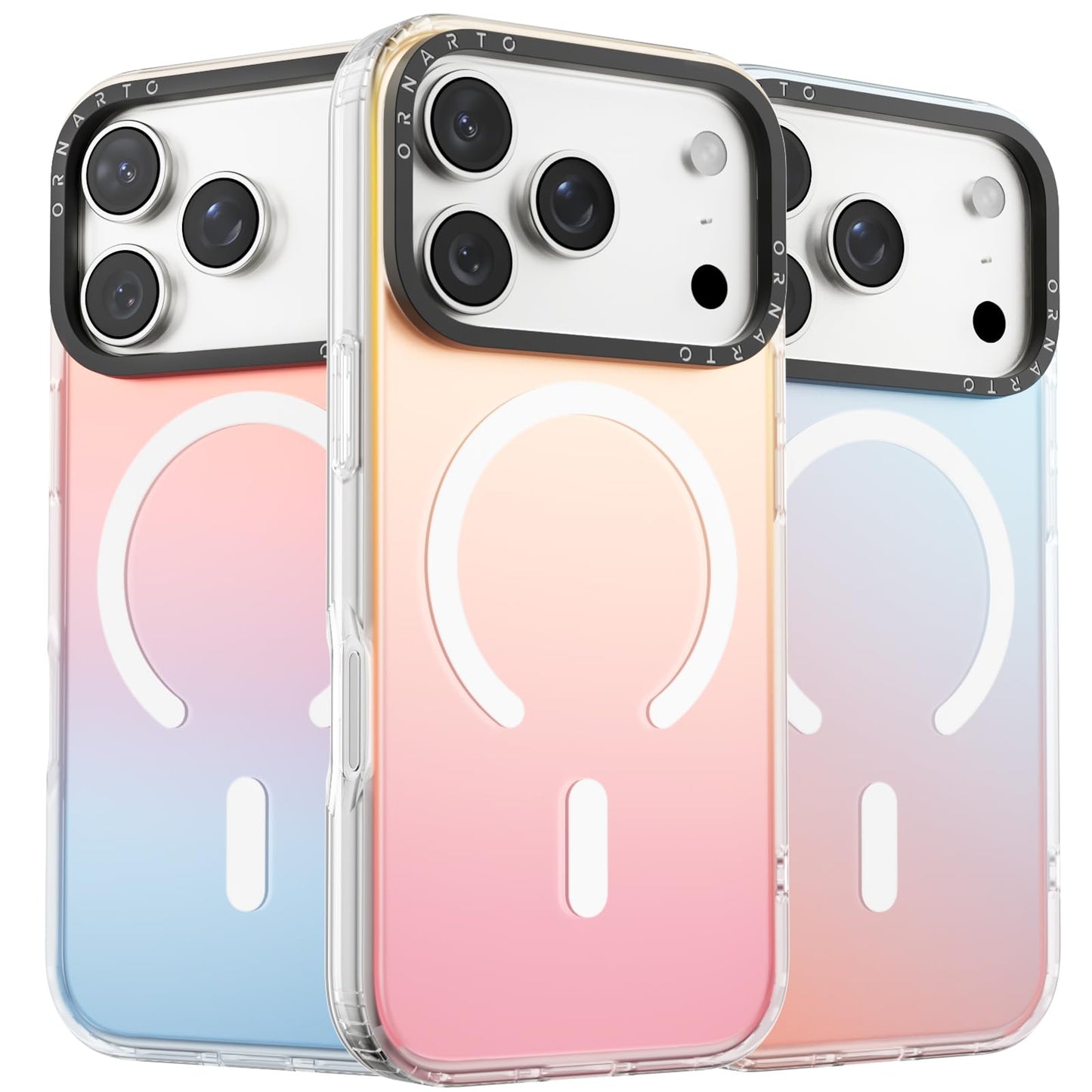 ORNARTO Compatible with iPhone 17 Pro for MagSafe Case,Shockproof Protective Rainbow Case,Wireless Charging Magnetic Phone Cases Cover 6.3inch-Sunset