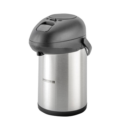 Royalford 5L Stainless Steel Airpot Insulated Vacuum Thermal Flask Jug | Pump Action Airpot Thermal Coffee Flask | Ideal for Hot & Cold Drinks Soup |