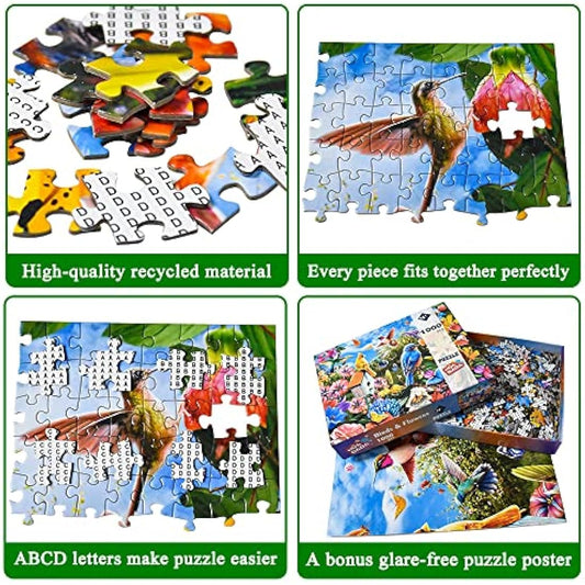 Birds and Flowers Jigsaw Puzzle 1000 Piece Landscape Jigsaw Puzzles for Adults 1000 Pieces Nature