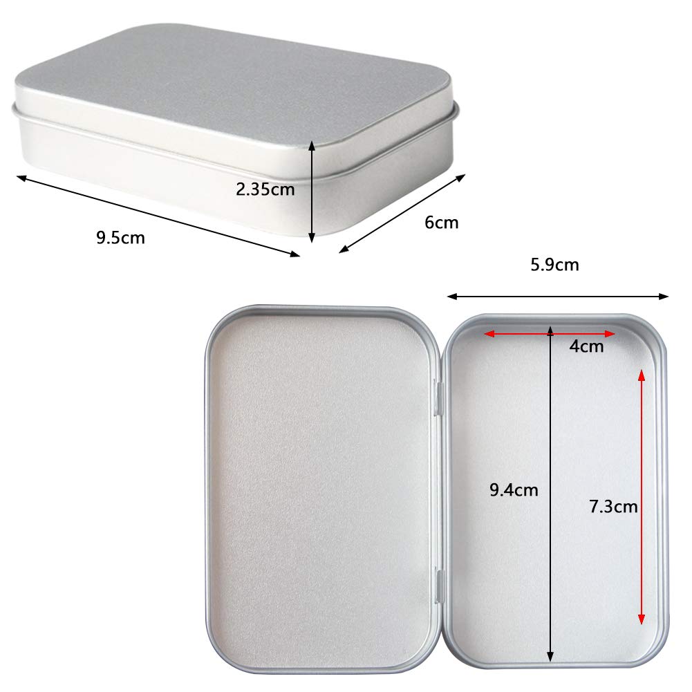 DARUITE Small Metal Tins with Lids, Rectangular Empty Hinged Tins, 12 Pcs