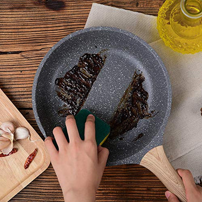 ZUOFENG Nonstick Frying Pan Skillet 28cm, Stone Pans Cookware Granite Coating, Induction Pans Saucepans Omelette Skillet