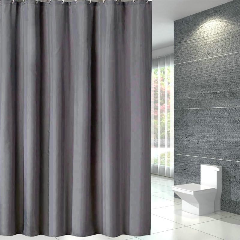 Bishilin Bathroom Shower Curtain with Hooks Dark Grey 100x200CM Mould Proof Resistant, Polyester Fabric and Machine Washable