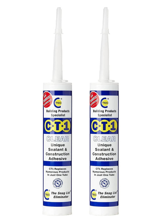 CT1 - Building Sealant & Adhesive Snag Tube for Virtually Any Material (Clear Twin Pack)