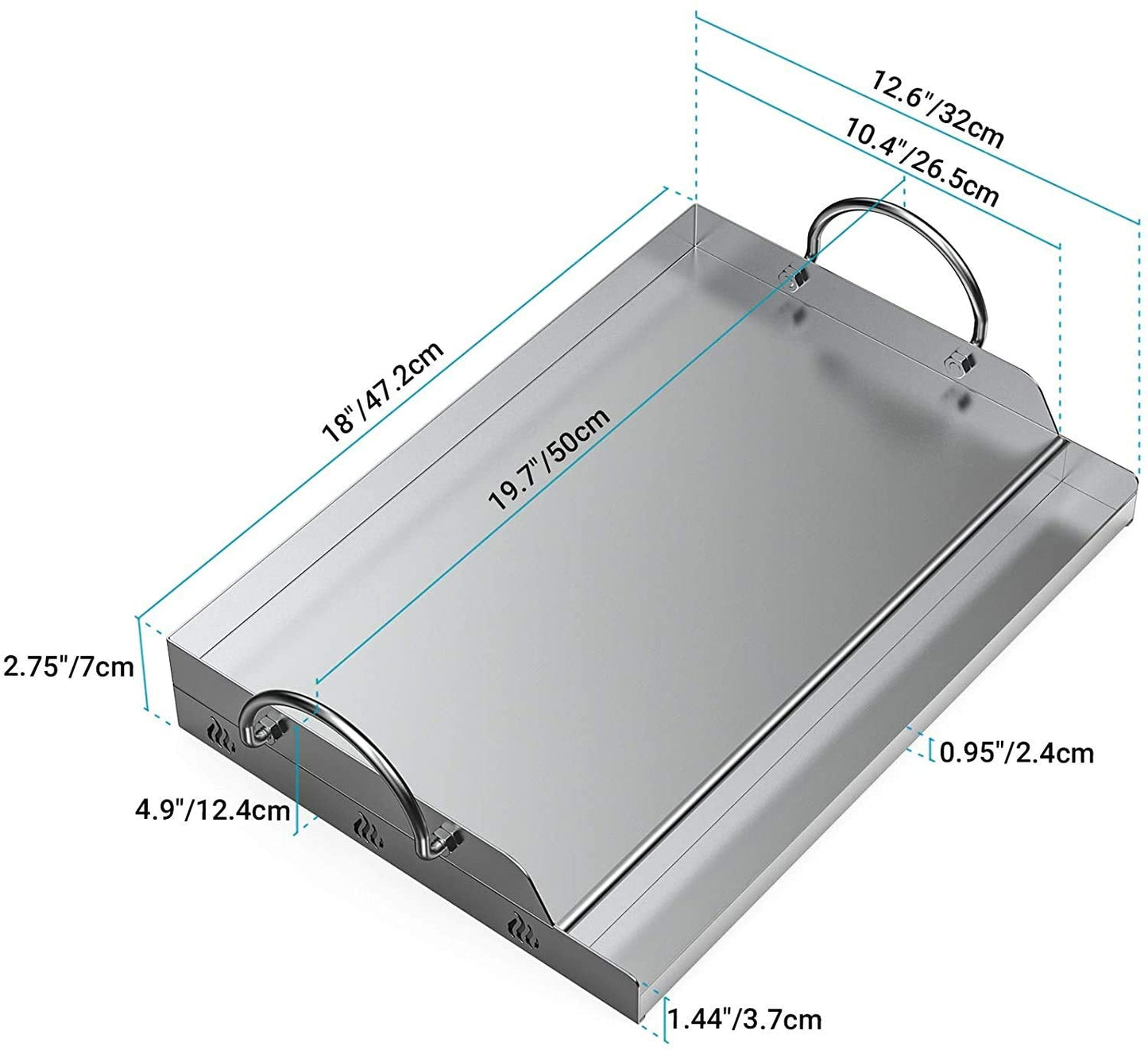 Onlyfire Stainless Steel Rectangle Griddle Plancha for Most BBQ Gas Grills and Charcoal Grills