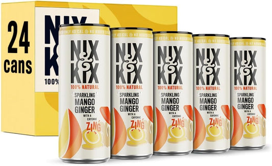 Nix & Kix | Mango & Ginger | 100% Natural Premium Sparkling Soft Drink With Cayenne | Low Calorie & Vegan Friendly | No Added Sugar Or Sweeteners |