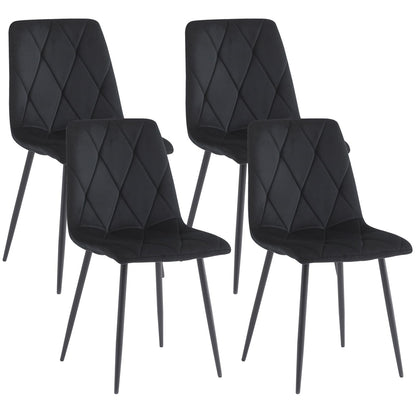 Artist Hand Set of 4 Dining Chairs for Dining Room Living Room, Velvet Fabric Kitchen Chairs Set with Upholstered Seat Backrest Solid Metal Legs