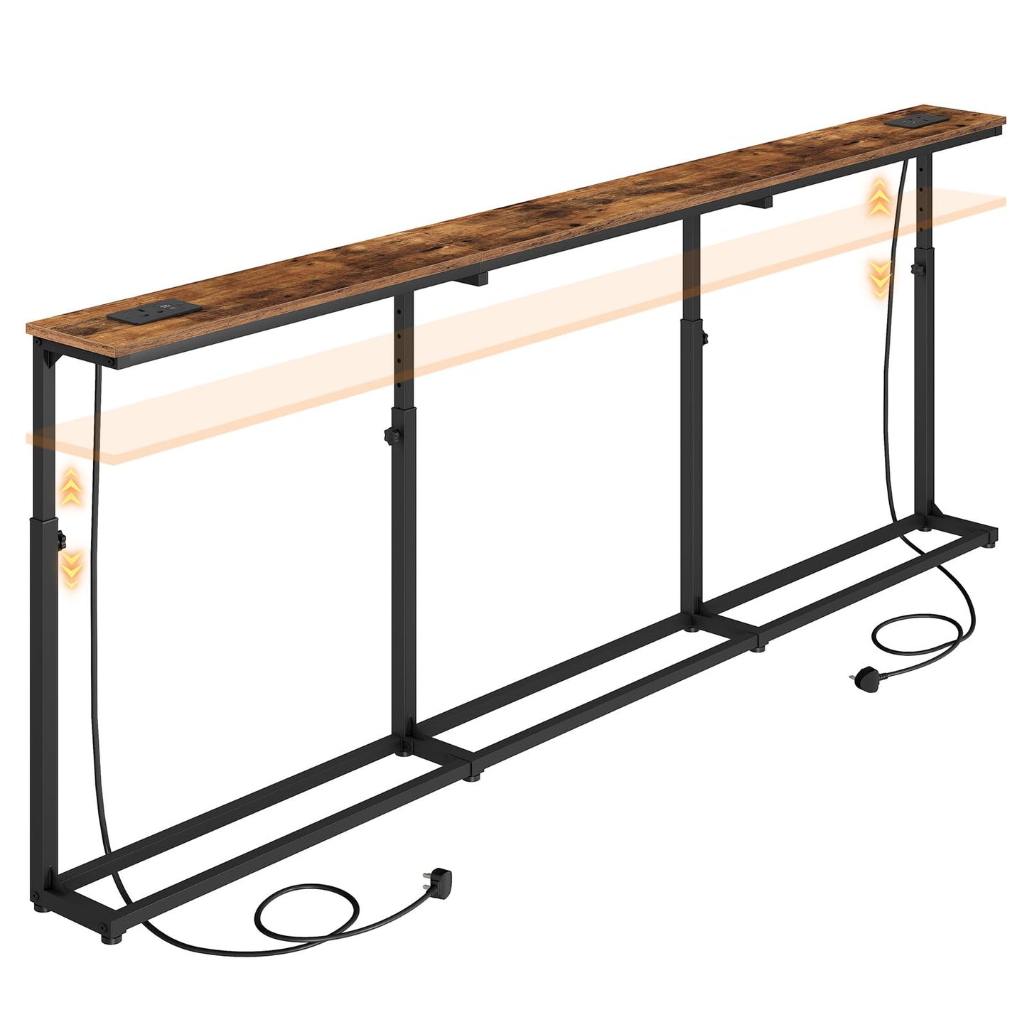 HOOBRO 200 cm Long Behind Sofa Console Table with 2 Power Outlets