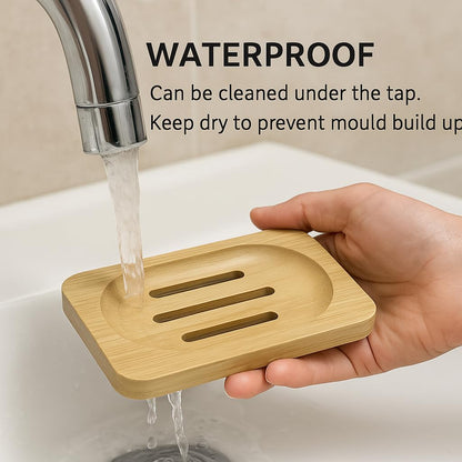 Bamboo Soap Dish – Natural Wooden Soap Holder with Drainage Grooves | Eco-Friendly, Quick-Dry & Durable Soap Tray for Bathroom, Shower