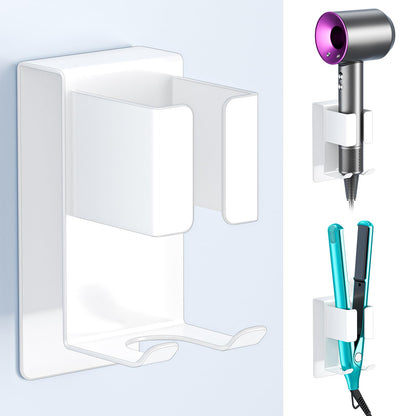 YYBO Hair Dryer Holders Wall Mount, Hair Straightener Holder for Curling Irons Styler Attachment, Hairdryer and Straightener Holder