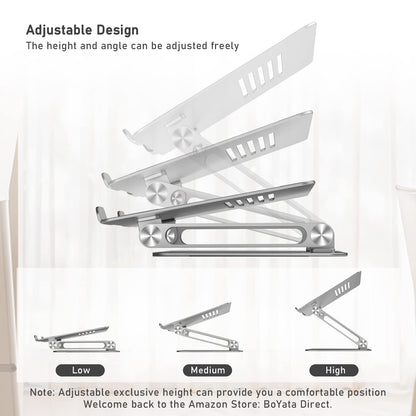 BoYata Laptop Stand, Multi-Angle Adjustable Laptop Riser with Heat-Vent